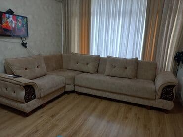 купить диван бу недорого: Угловой диван, Ткань — 1