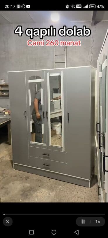 garderob: Yeni, Açılan, 4 qapılı Düz dolab, Qarderob, paltar dolabı, Azərbaycan — 9