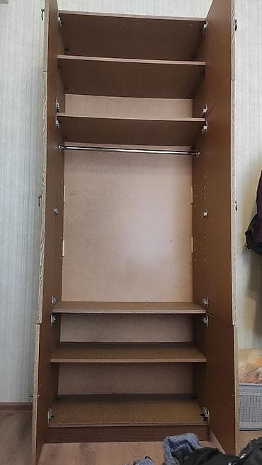 ikinci el dolap: 6 qapı, Güzgülü, Qəhvəyi, Digər material, Açılan, Düz dolab — 2