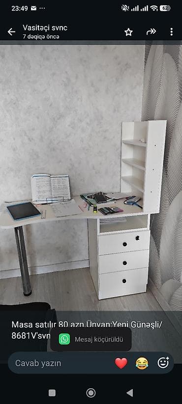 islenmis masa: Masa satılır 80 azn.Ünvan:Yeni Günəşli/8681V'svnc — 1