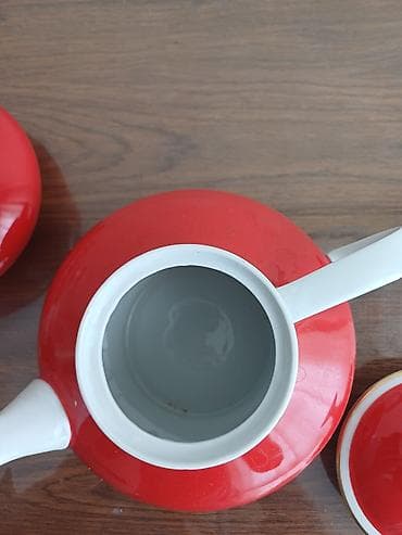 mis caydan: Çay dəsti, rəng - Qırmızı, Farfor — 3