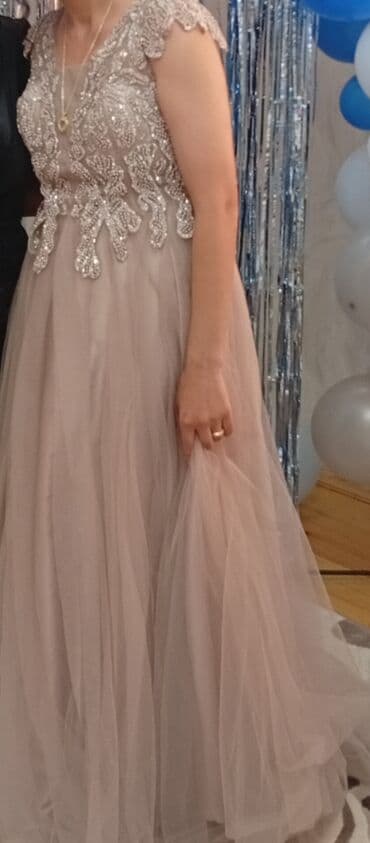 вечерние платья на новый год: Zərif ziyafət/libas - Rəng: Pudra/şampan tonları - Model: Uzun — 3
