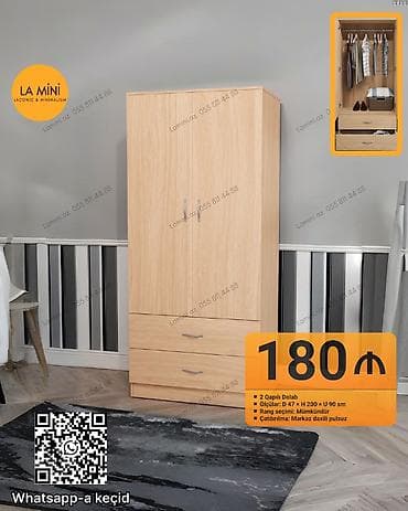 İki qapılı geyim dolabı - Ölçülər: D 47 x H 200 x U 90 sm - Daxili — 1