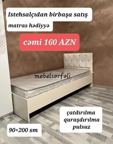Çarpayılar: Yeni, Təknəfərlik çarpayı, Bazasız, Matras ilə, Siyirməsiz, Azərbaycan — 1
