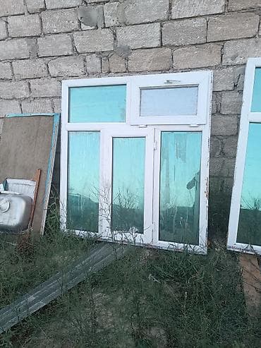 plastiq qapi: İşlənmiş İkiqat şüşə paketi Plastik pəncərə, Еni: 150 sm, Uzunluğu: 150 sm — 3