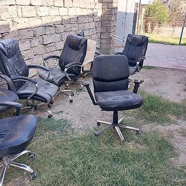 stul ofis: İşlənmiş, Təkərli, Qolları tənzimlənmir, Süni dəri — 6