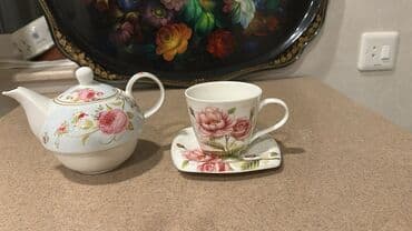 tibet mədəniyyəti çay: Çay dəsti, rəng - Çəhrayı, Farfor, 1 nəfərlik, Polşa — 1