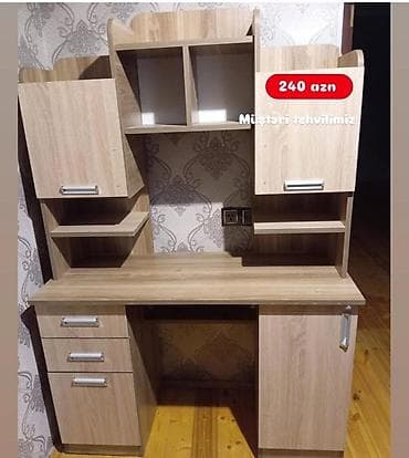 Düz masa, Polkalı, Siyirməli, Azərbaycan, Teksturalı laminat, Zəmanətli, Kredit yoxdur — 1