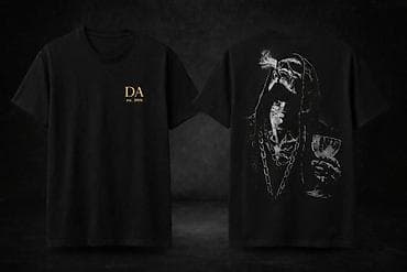 🖤kişi üçünQara rəngli qrafik T‑şört kolleksiyası – Dark Aura — 1