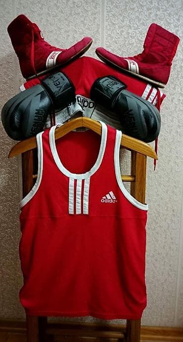 İdman oyunları: Boks üçün tam dəst - Rəng: qırmızı-ağ - Mayka: Adidas, geniş — 1