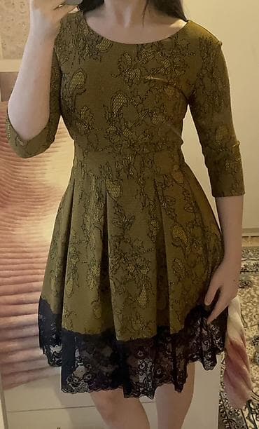 palto qadın üçün: Zeytun-yaşıl rəngdə, qısa ölçülü zərif qadın donu. - Üst hissəsi — 2