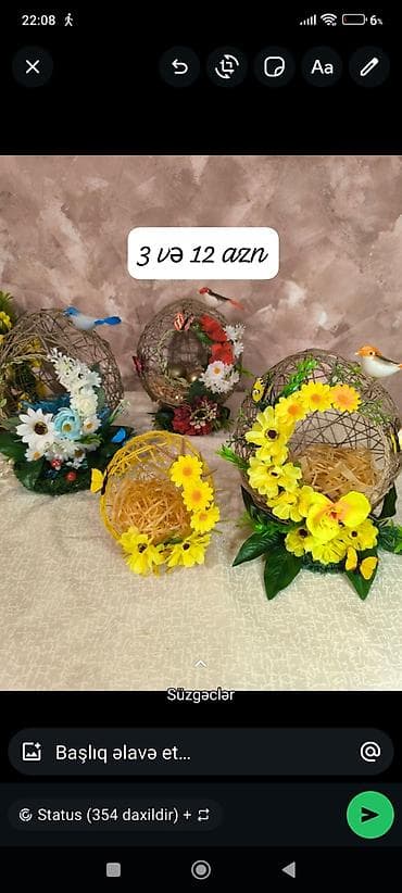 elcilik sekilleri: Dekorativ əl işləri – kompozisiyalar və səbətlər - Şüşə saplardan — 2