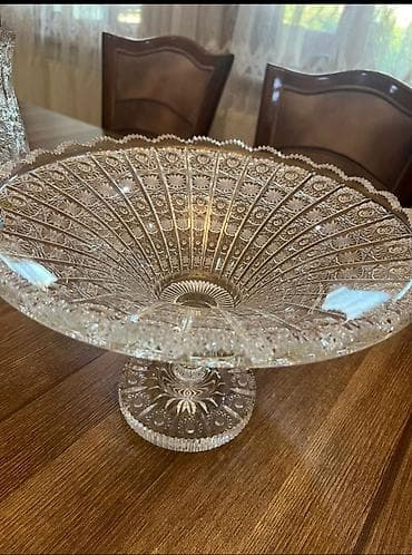 karaca bohemia crystal: Şüşə kristal ayaqlı meyvə qabı - Material: qalın, şəffaf kəsim — 1