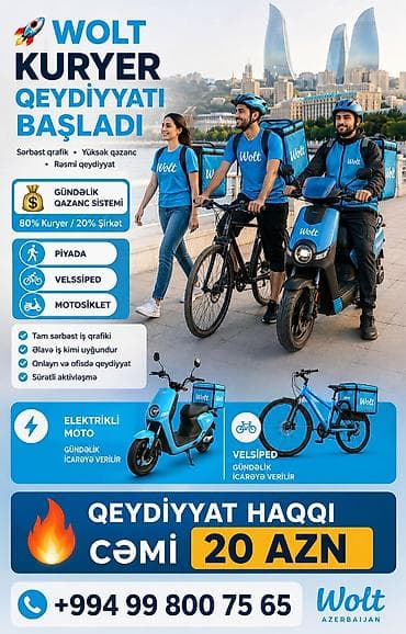 Moto-kuryer tələb olunur, Gündəlik ödəniş, Təcrübəsiz — 1