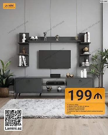 dekor ref: La Mini TV altlığı və divar rəfləri dəsti - Model kodu: 5385 - — 1