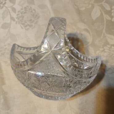 tom qab: Qədimi tam orijinal Cexoslovakiya büllur səbət Xrustal əl dəsmalı Tom — 1