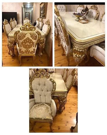 Qonaq otağı üçün, İşlənmiş, Kvadrat masa, 8 stul