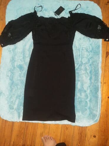 dəbli ziyafət geyimləri: Qara gecə/ziyafət donu - Rəng: qara - Dizayn: bədənə oturan düz — 6