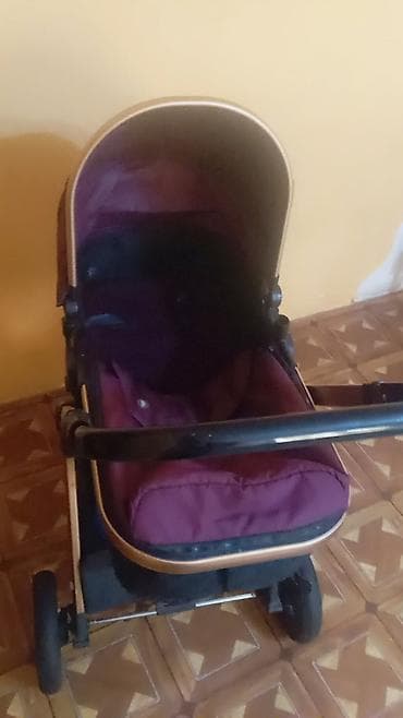 Uşaq arabası – dərin bənövşəyi rəngdə, qızılı çərçivə ilə alıcıya — 2