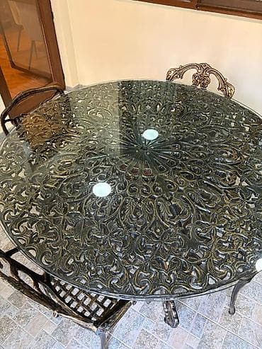 bag evi mebelleri: Qonaq otağı üçün, Açılmayan, Yumru masa, 4 stul — 3