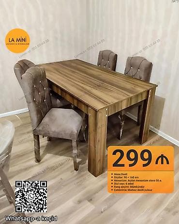 Açılan, Dördbucaq masa, 6 stul