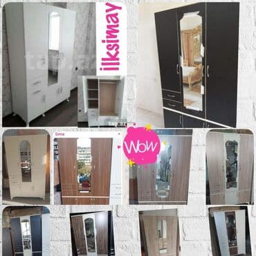 asilqan dolab: Açılan, 3 qapılı Düz dolab, Qarderob, paltar dolabı — 20