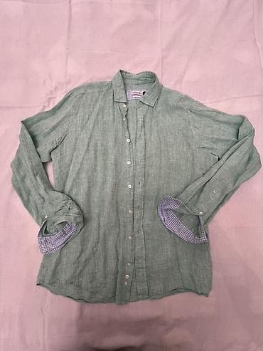 kətan köynək kişi: Köynək, L, rəng - Yaşıl — 4