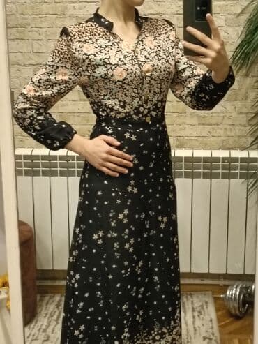 uzun donlar instagram: Qadın uzun don - Rəng: qara əsaslı, çiçək naxışlı - Üst hissə: kiçik — 3