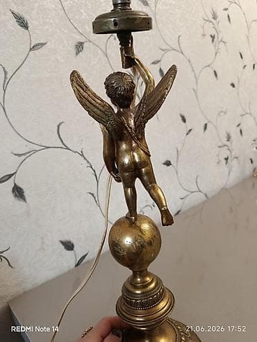 Bürünc dekorativ masa lampası – putto/ mələk fiquru ilə.Avropa — 3