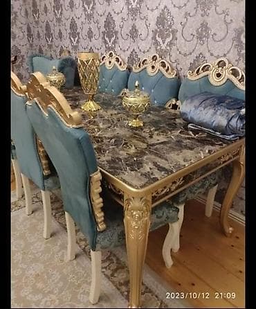 perla stul: 800₼ yeni masa desti təcili satılır 8oturacağı var 2i kreslodu — 1