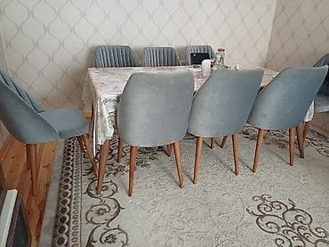 Qonaq otağı üçün, İşlənmiş, Dördbucaq masa, 8 stul — 1