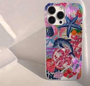 чехол для airpods: Müxtəlif rəngli naxışlarla bəzədilmiş, dəniz ulduzu, delfin, nar və — 1