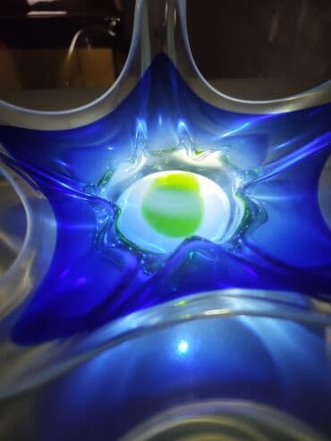 ваза богемия: Qedimi mehsun Bohemia rengli şüşə əl işi meyvə qabı Meduza İstehsal — 4