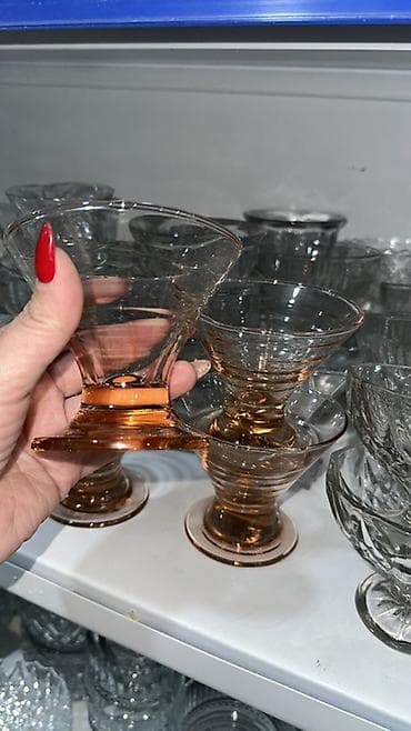 cay samavari: Şüşə və keramika fincan/bokal dəsti - 2 ədəd qalın divarlı, kəsim — 3