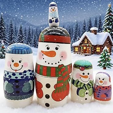 qar adamı şəkilləri: Məhsul: Qardan adam temalı taxta matryoşka dəsti Təsvir: - 5 ədəd — 10