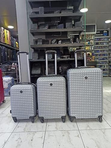 3-lü sərt korpus səyahət çamadan dəsti - Rəng: gümüşü/boz - Korpus