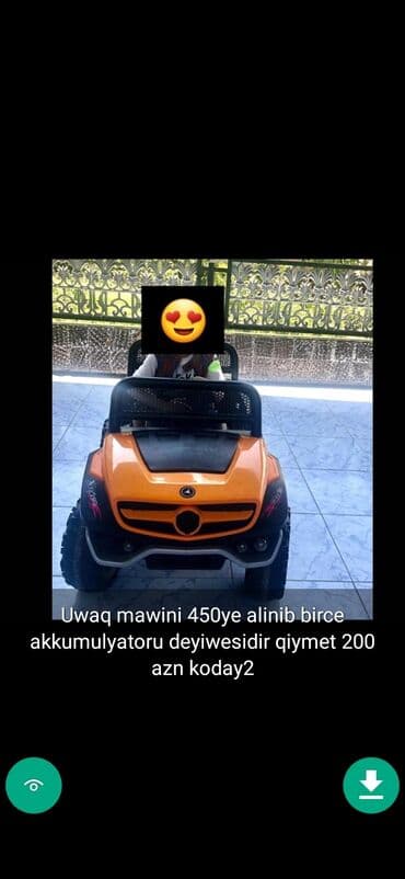 maşın uşaq ucun: Usaq masinlari şekillerde qiymətler məlumatlar qeyd olunub unvan Gence — 15