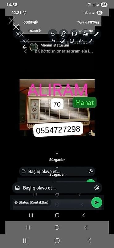 Pəncərə tipli kondisioner - Tip: Pəncərə/quraşdırılan kondisioner -