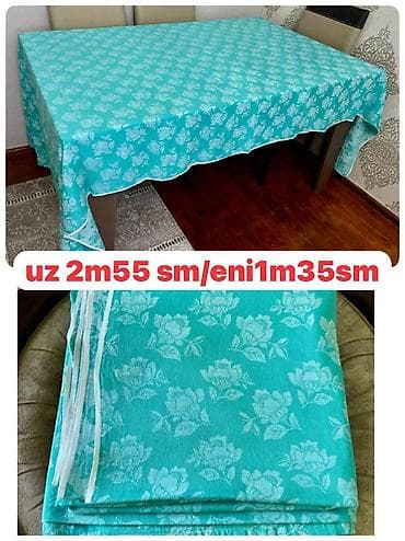 Masa örtükləri dəsti 1) Zolaqlı model - Rəng: ağ fon üzərində açıq — 2