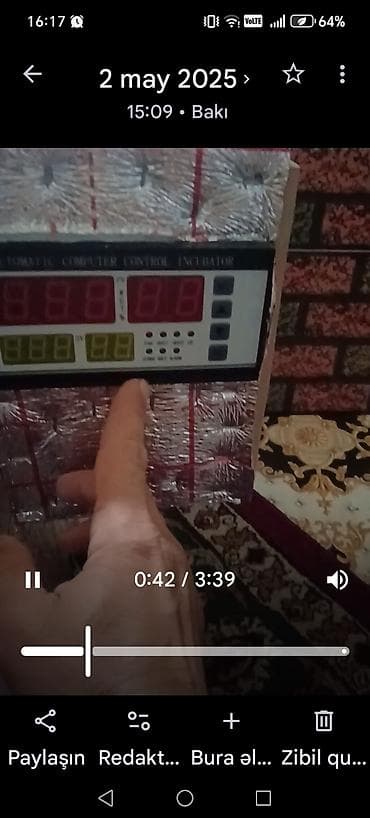 Salam sifarişlə inqubator ylgıram 200 yumurtalı 300 azen tam