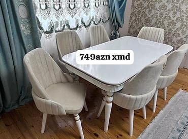 Qonaq otağı üçün, Yeni, Açılmayan, Dördbucaq masa, 6 stul