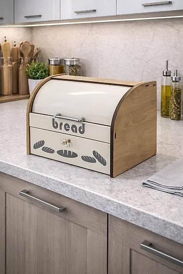 burger coreyi: Mətbəx üçün “Bread” yazılı çörək qutusu 🍞🥖2 mərtəbəli çörək qabı — 1