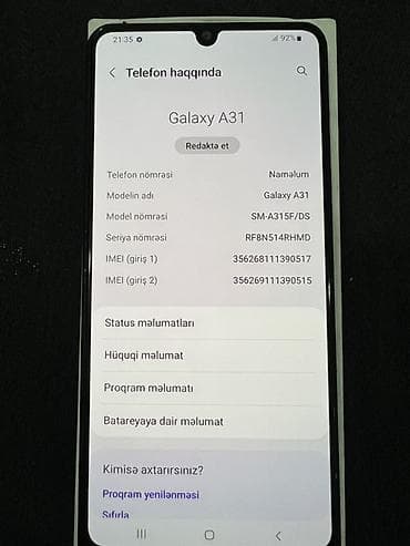 Samsung Galaxy A31, 128 GB, rəng - Qara, Sənədlərlə — 9