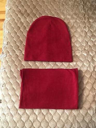 partalar: Yenidir.Bordo rəngli papaq və boyunluq dəsti - Minimalist dizayn — 2