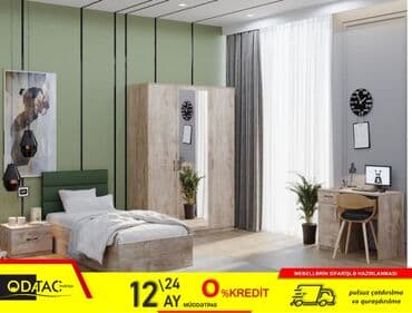 алчипан цена в баку: Для девочки и мальчика, Новый, Односпальная кровать, Письменный стол, Шкаф, Тумба — 1