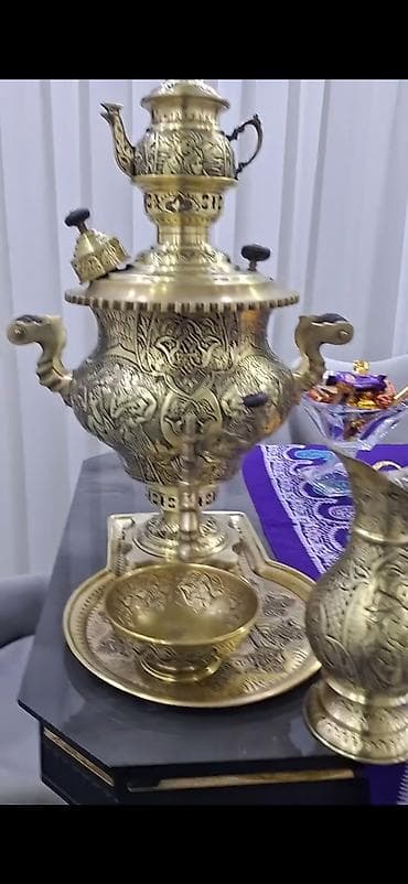 qab qaşıq: Çay dəsti, rəng - Qızılı, Metal — 4