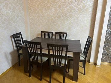 bar stullar: Açılmayan, Dördbucaq masa, 6 stul — 1