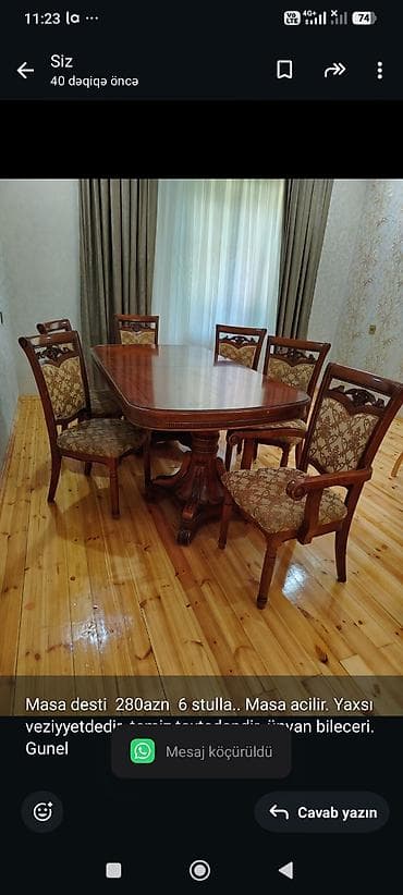 Masa desti 280azn 6 stulla. Masa acilir. Yaxsı veziyyetdedir. temiz lalafo.az -da Masa desti 280azn 6 stulla. Masa acilir. Yaxsı veziyyetdedir. temiz