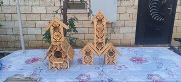 ucuz quşlar: Dekorativ taxta quş evləri - Material: təbii ağac - Dizayn: əl — 2