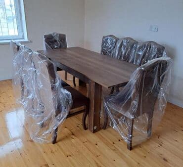 oturacaqlar: Qonaq otağı üçün, Yeni, Açılmayan, Dördbucaq masa, 6 stul — 1